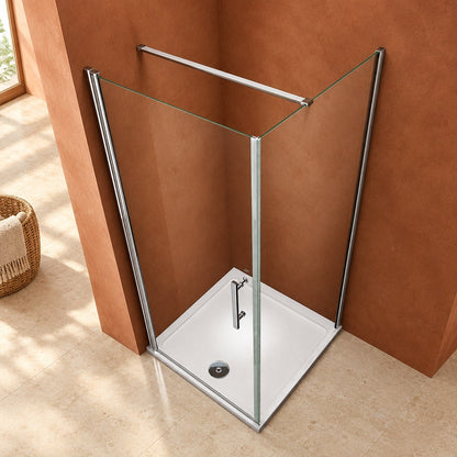 Cabine de douche pivotante accès d'angle – en situation dans une salle de bain