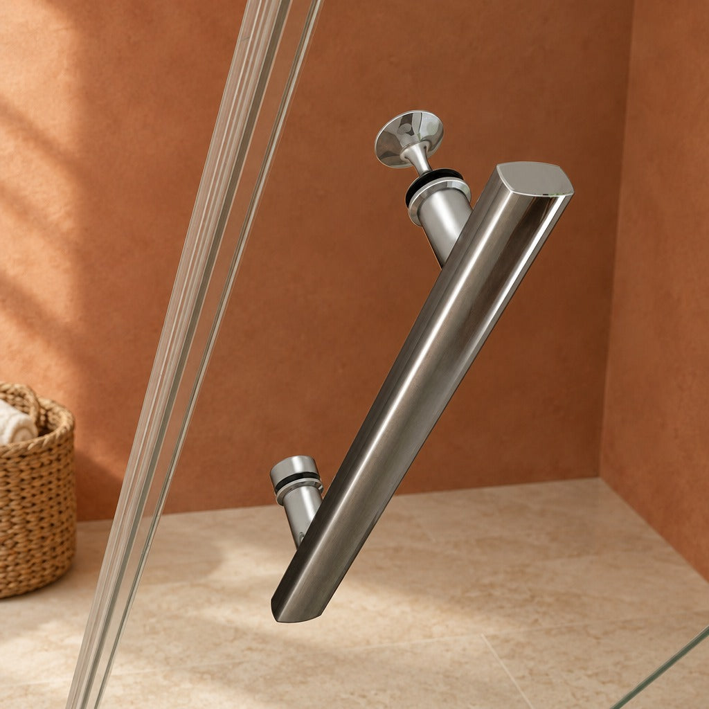 Cabine de douche pivotante accès d'angle – en situation dans une salle de bain