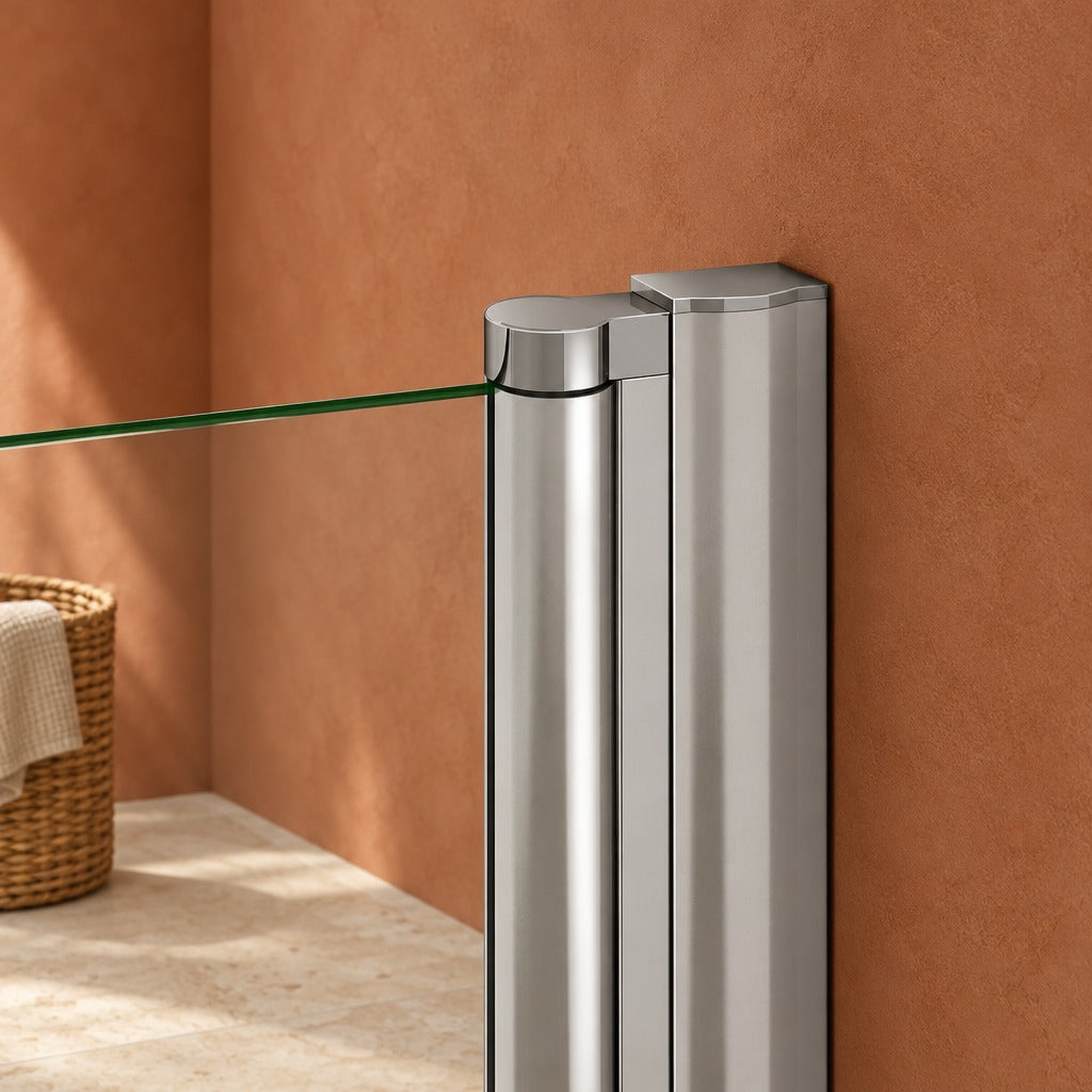 Cabine de douche pivotante accès d'angle – en situation dans une salle de bain