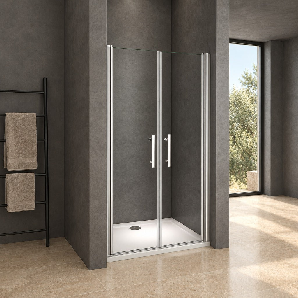 Porte de douche battante pour niche – en situation dans une salle de bain