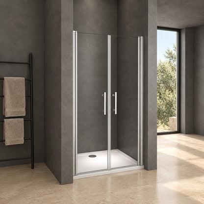Porte de douche battante pour niche – en situation dans une salle de bain