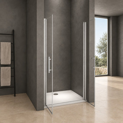 Porte de douche battante pour niche – en situation dans une salle de bain