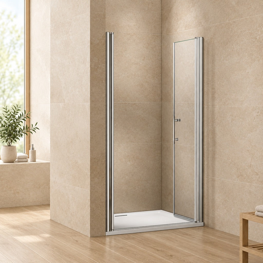 Porte de douche battante pour niche – en situation dans une salle de bain
