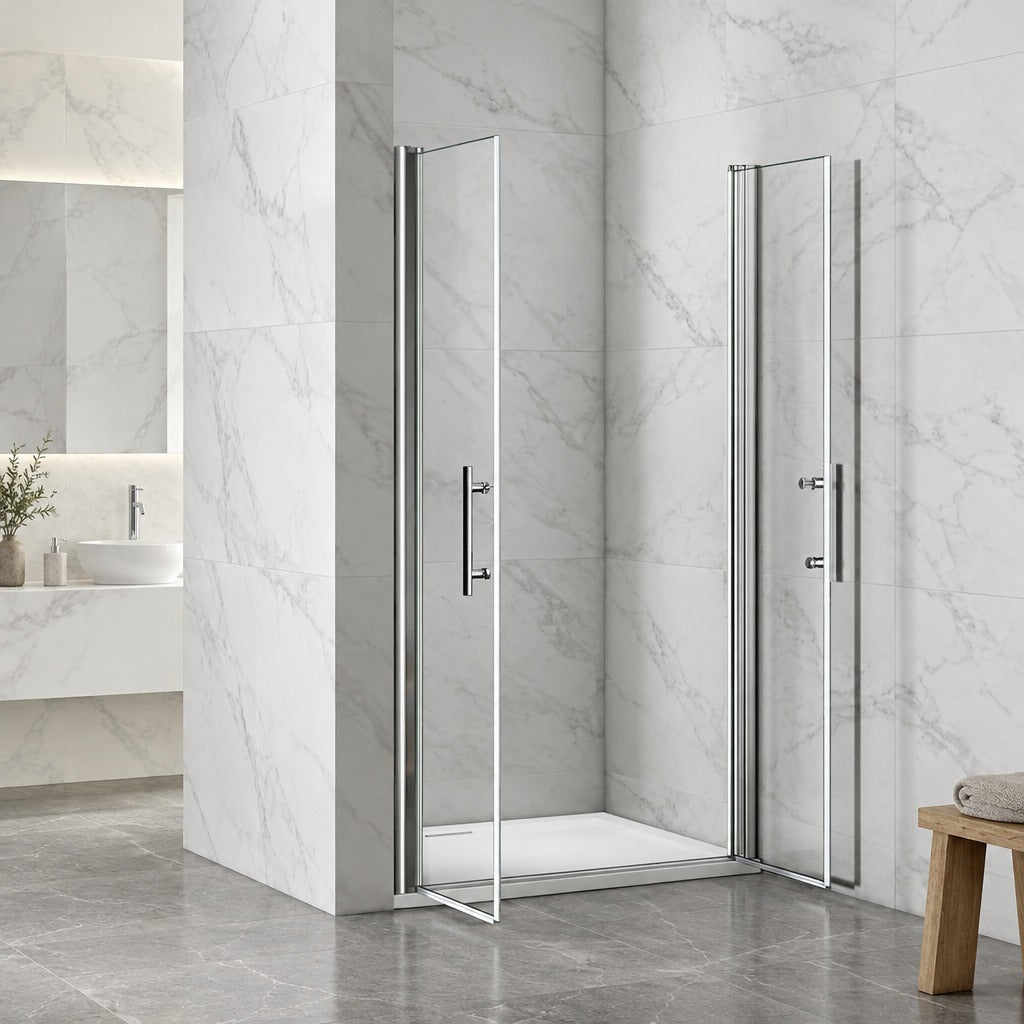 Porte de douche battante pour niche – en situation dans une salle de bain