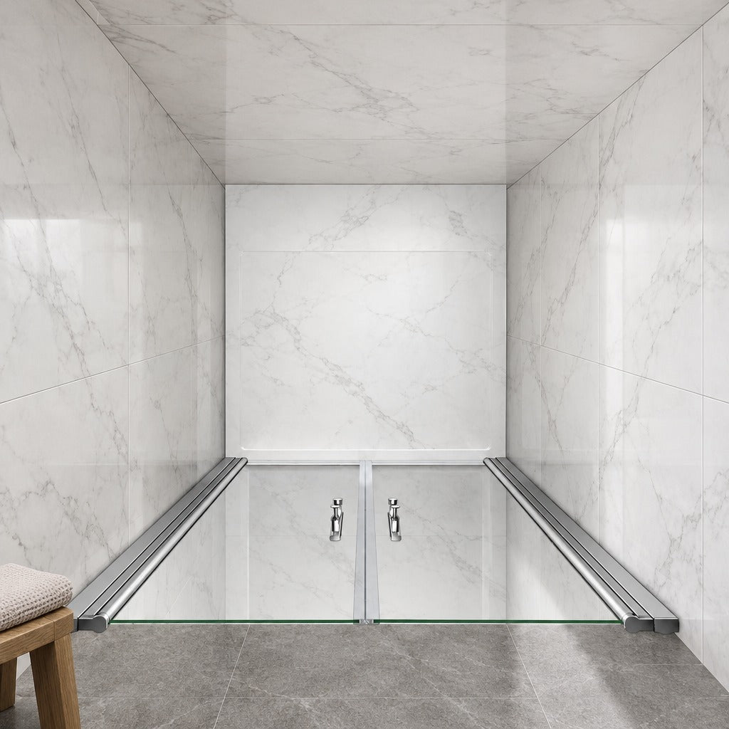 Porte de douche battante pour niche – en situation dans une salle de bain