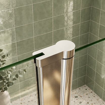 Porte de douche battante avec élément fixe – en situation dans une salle de bain