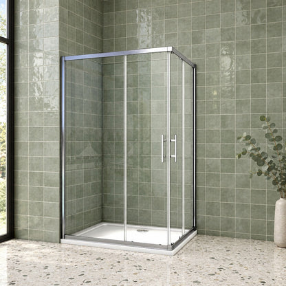 Cabine de douche coulissante accès d'angle – en situation dans une salle de bain
