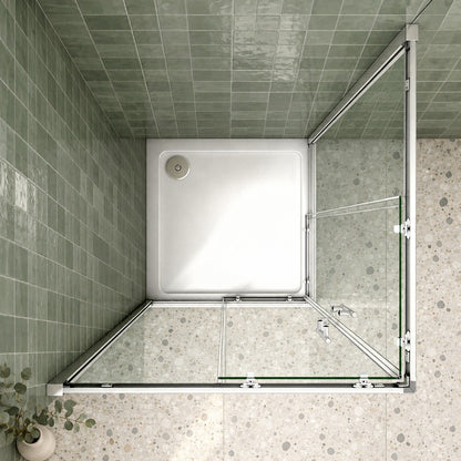 Cabine de douche coulissante accès d'angle – en situation dans une salle de bain