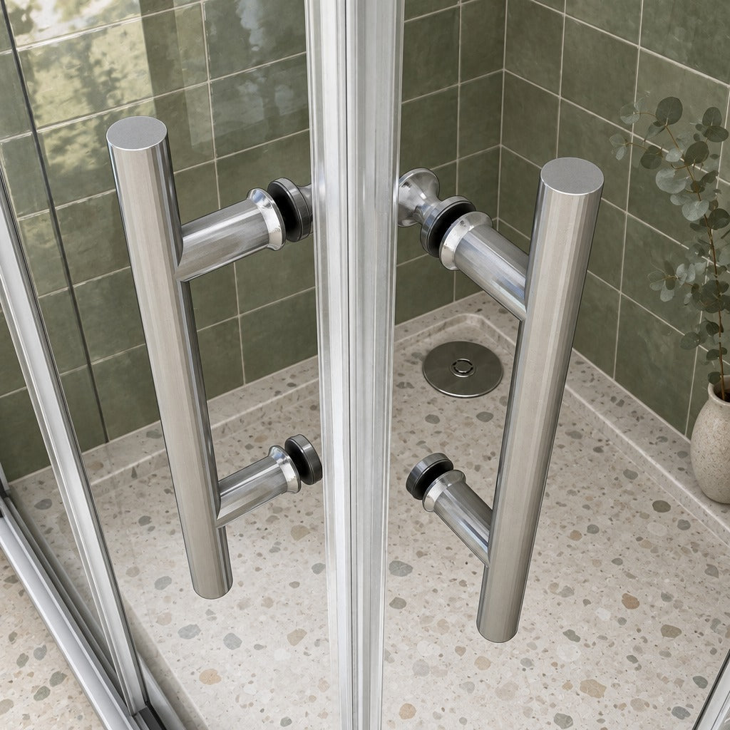 Cabine de douche coulissante accès d'angle – en situation dans une salle de bain
