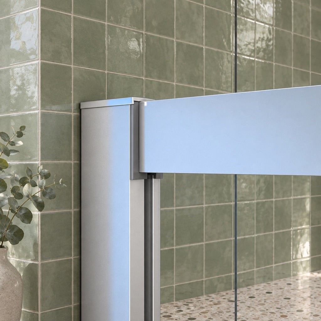 Cabine de douche coulissante accès d'angle – en situation dans une salle de bain