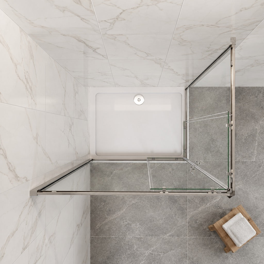 Cabine de douche coulissante accès d'angle – en situation dans une salle de bain