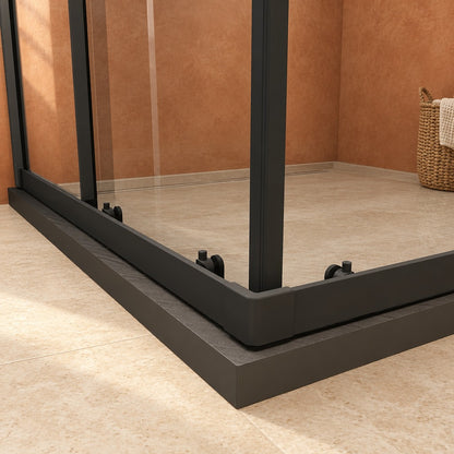Cabine de douche coulissante accès d'angle – en situation dans une salle de bain
