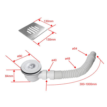 Receveur de douche extra-plat blanc effet pierre antidérapant C3 avec – schéma et dimensions