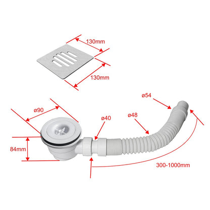 Receveur de douche extra-plat blanc effet pierre antidérapant C3 avec – schéma et dimensions