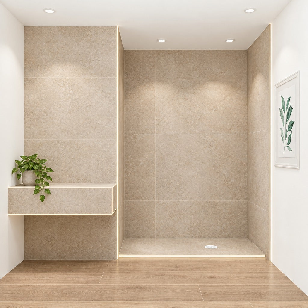Panneau de construction prêt à carreler – en situation dans une salle de bain