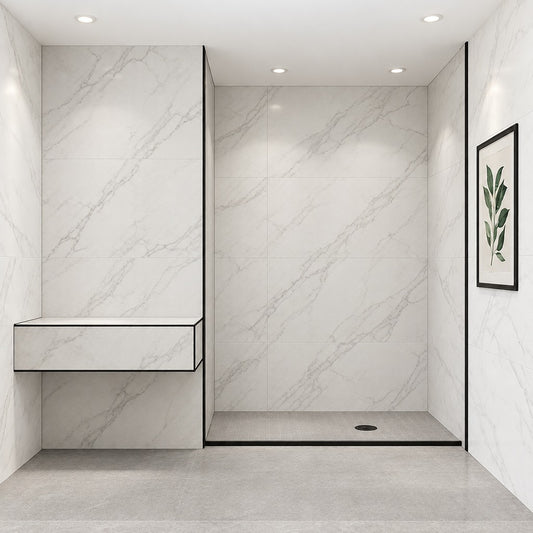 Panneau de construction prêt à carreler – en situation dans une salle de bain