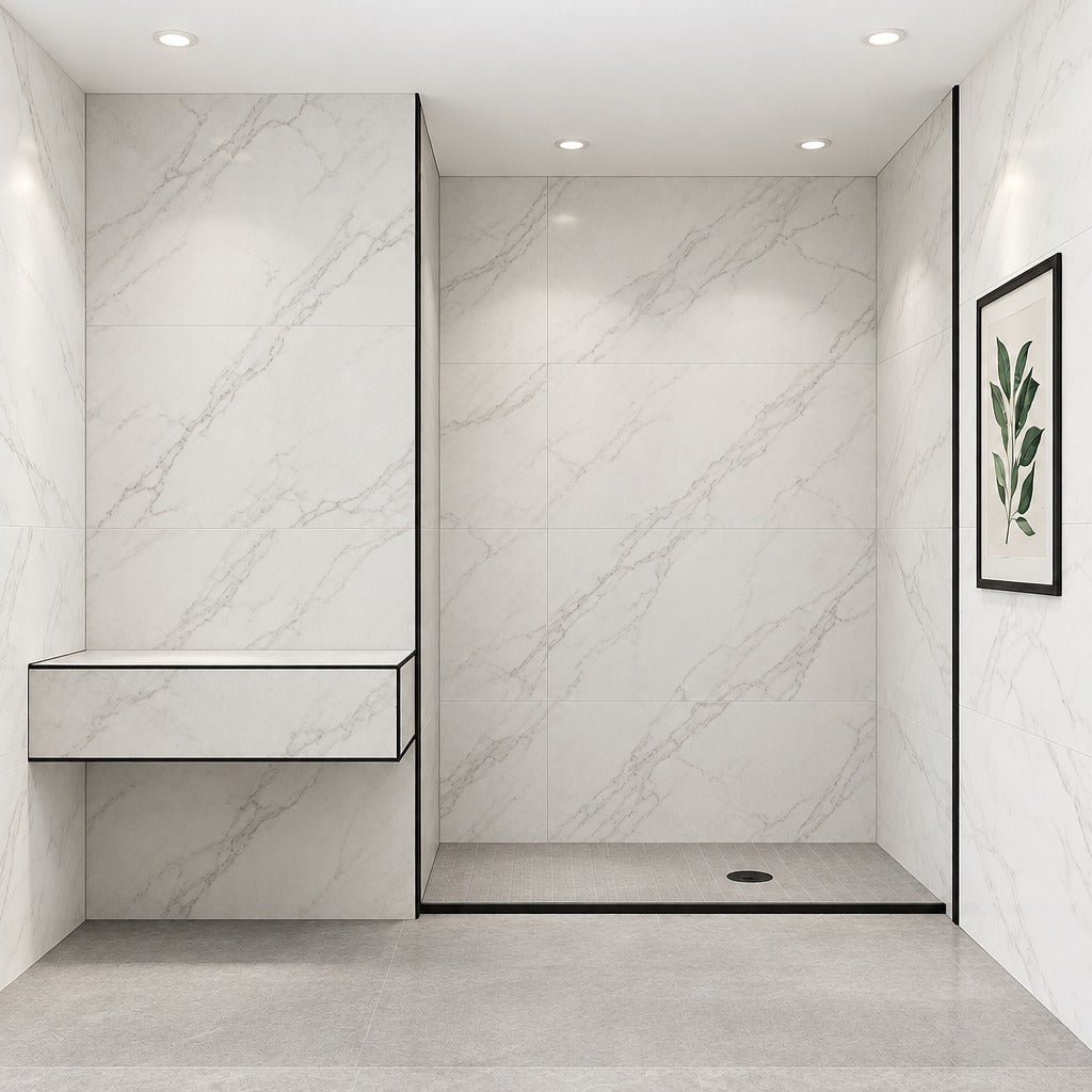 Panneau de construction prêt à carreler – en situation dans une salle de bain