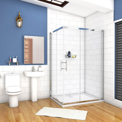 Cabine de douche coulissante accès d'angle – en situation dans une salle de bain