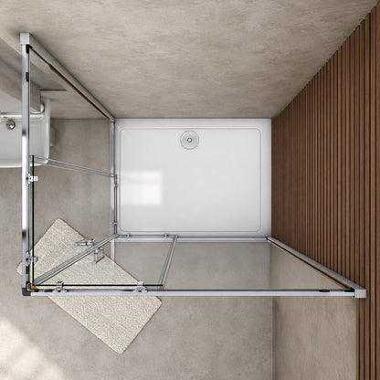 Cabine de douche coulissante accès d'angle – en situation dans une salle de bain