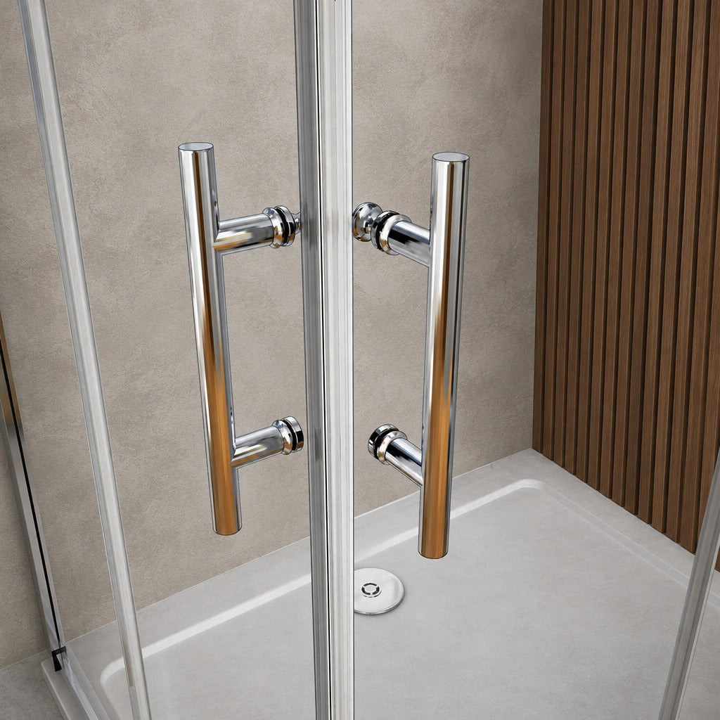 Cabine de douche coulissante accès d'angle – en situation dans une salle de bain