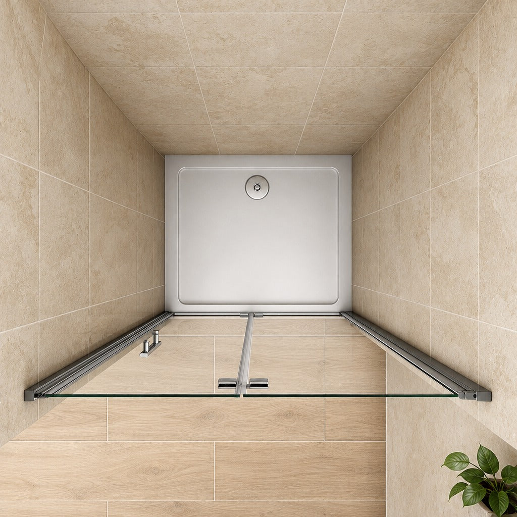 Porte de douche pivotante-pliante pour niche – en situation dans une salle de bain