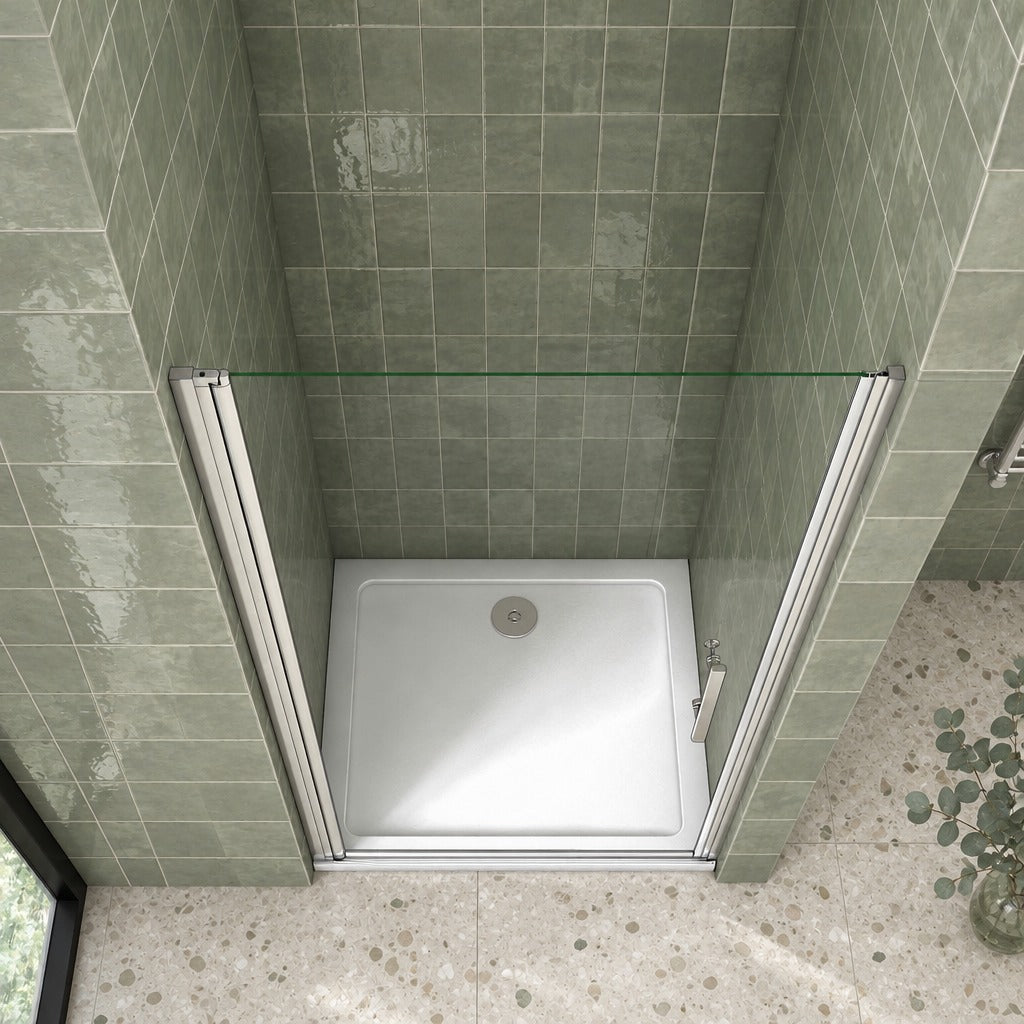 Porte de douche pivotante pour niche – en situation dans une salle de bain