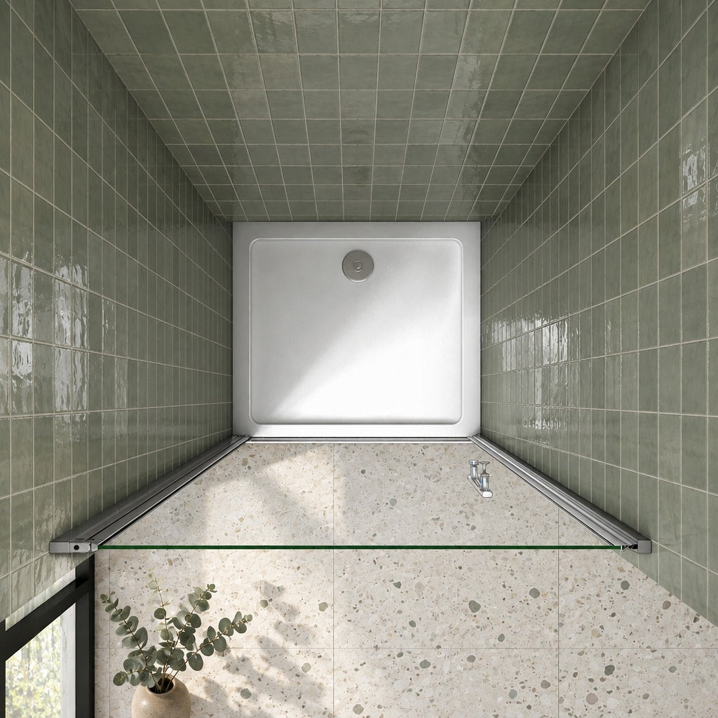 Porte de douche pivotante pour niche – en situation dans une salle de bain
