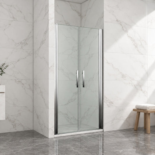 Porte de douche pivotante pour niche – en situation dans une salle de bain
