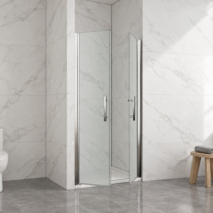 Porte de douche pivotante pour niche – en situation dans une salle de bain