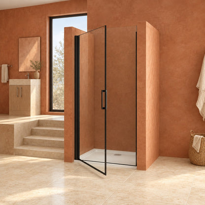 Porte de douche pivotante pour niche – en situation dans une salle de bain