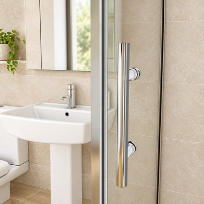 Cabine de douche coulissante accès d'angle – en situation dans une salle de bain