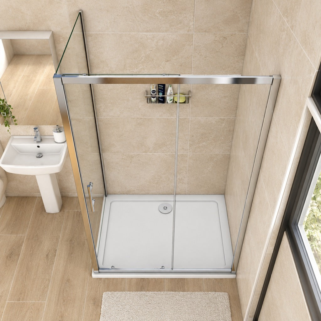 Cabine de douche coulissante accès d'angle – en situation dans une salle de bain