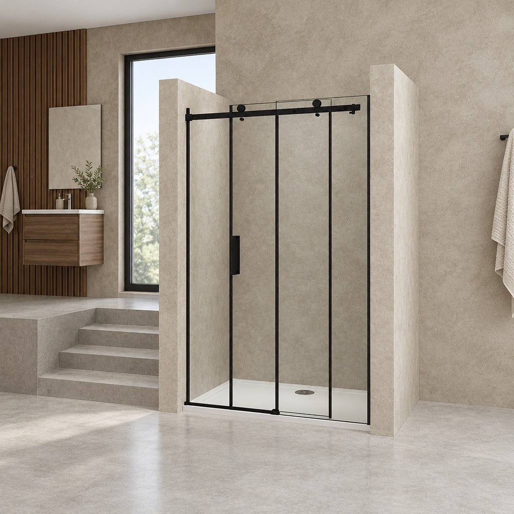 Porte de douche coulissante pour niche – en situation dans une salle de bain