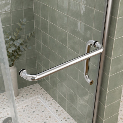 Cabine de douche pliante accès d'angle – en situation dans une salle de bain
