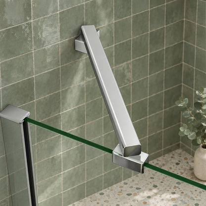Cabine de douche pliante accès d'angle – en situation dans une salle de bain