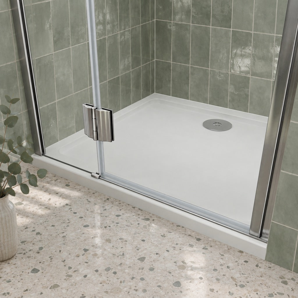 Cabine de douche pliante accès d'angle – en situation dans une salle de bain