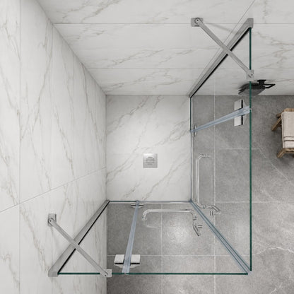 Cabine de douche à 2 portes pliantes accès d'angle – en situation dans une salle de bain