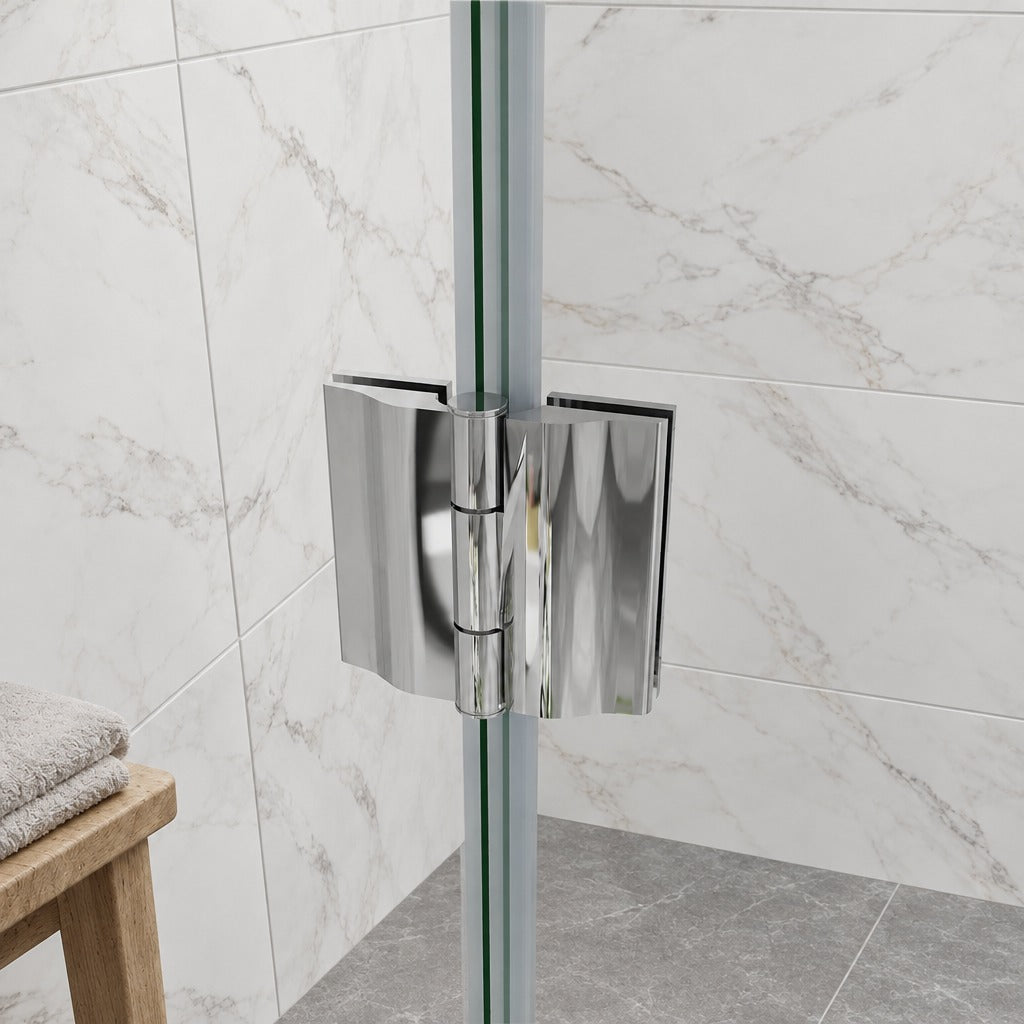 Cabine de douche à 2 portes pliantes accès d'angle – en situation dans une salle de bain