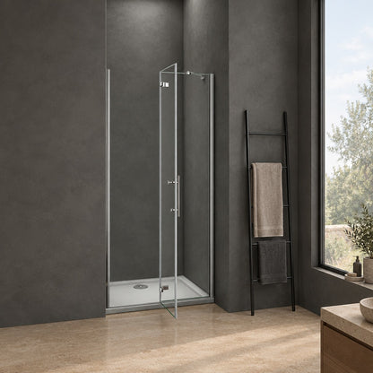 Porte de douche pivotante-pliante pour niche – en situation dans une salle de bain