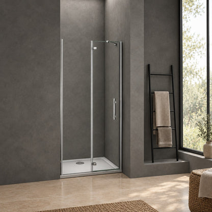 Porte de douche pivotante-pliante pour niche – en situation dans une salle de bain