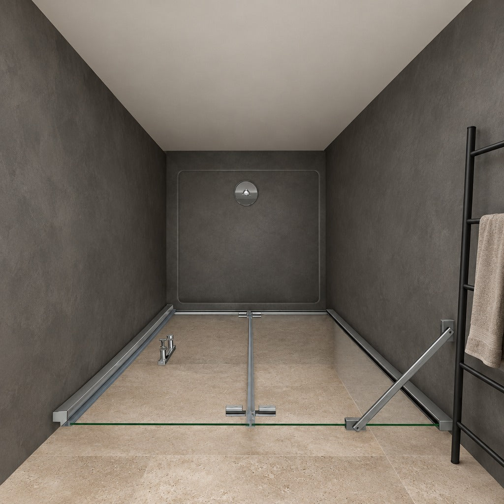 Porte de douche pivotante-pliante pour niche – en situation dans une salle de bain