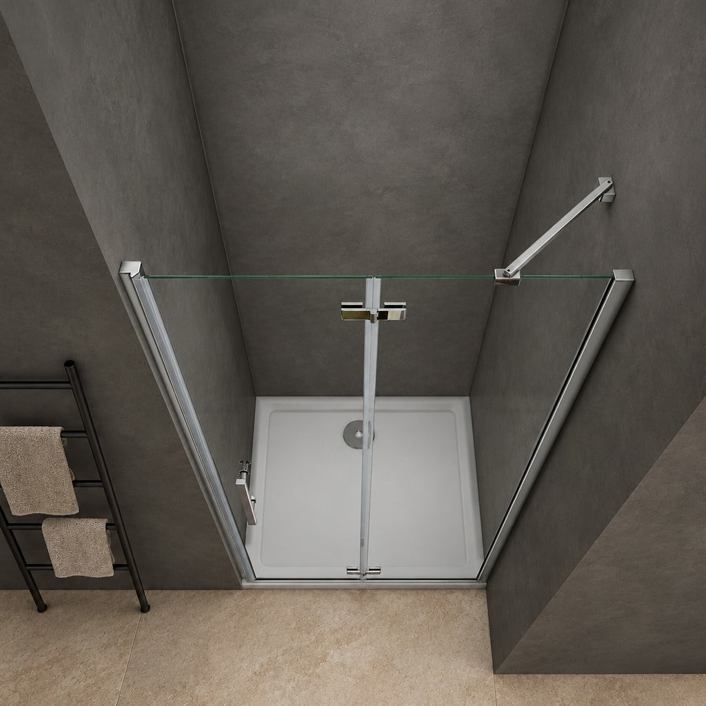 Porte de douche pivotante-pliante pour niche – en situation dans une salle de bain