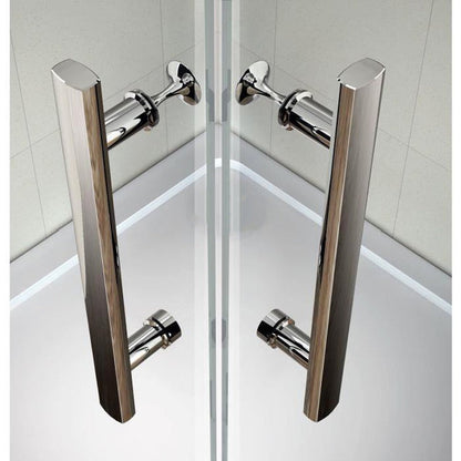 Cabine de douche à 2 portes pliantes accès d'angle – schéma et dimensions