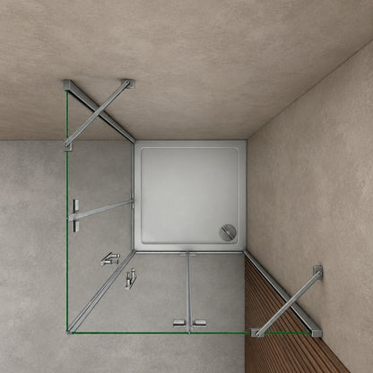 Cabine de douche à 2 portes pliantes accès d'angle – en situation dans une salle de bain