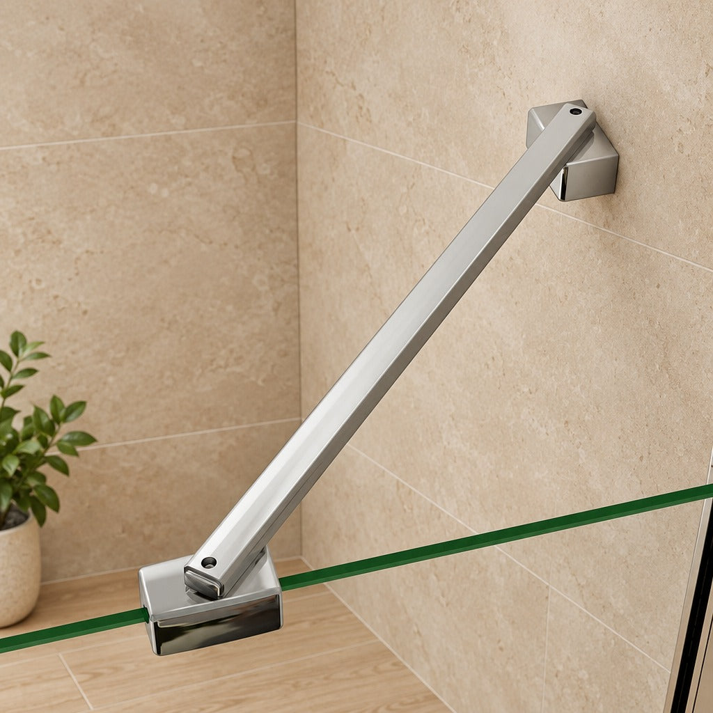 Cabine de douche pliante accès d'angle – en situation dans une salle de bain