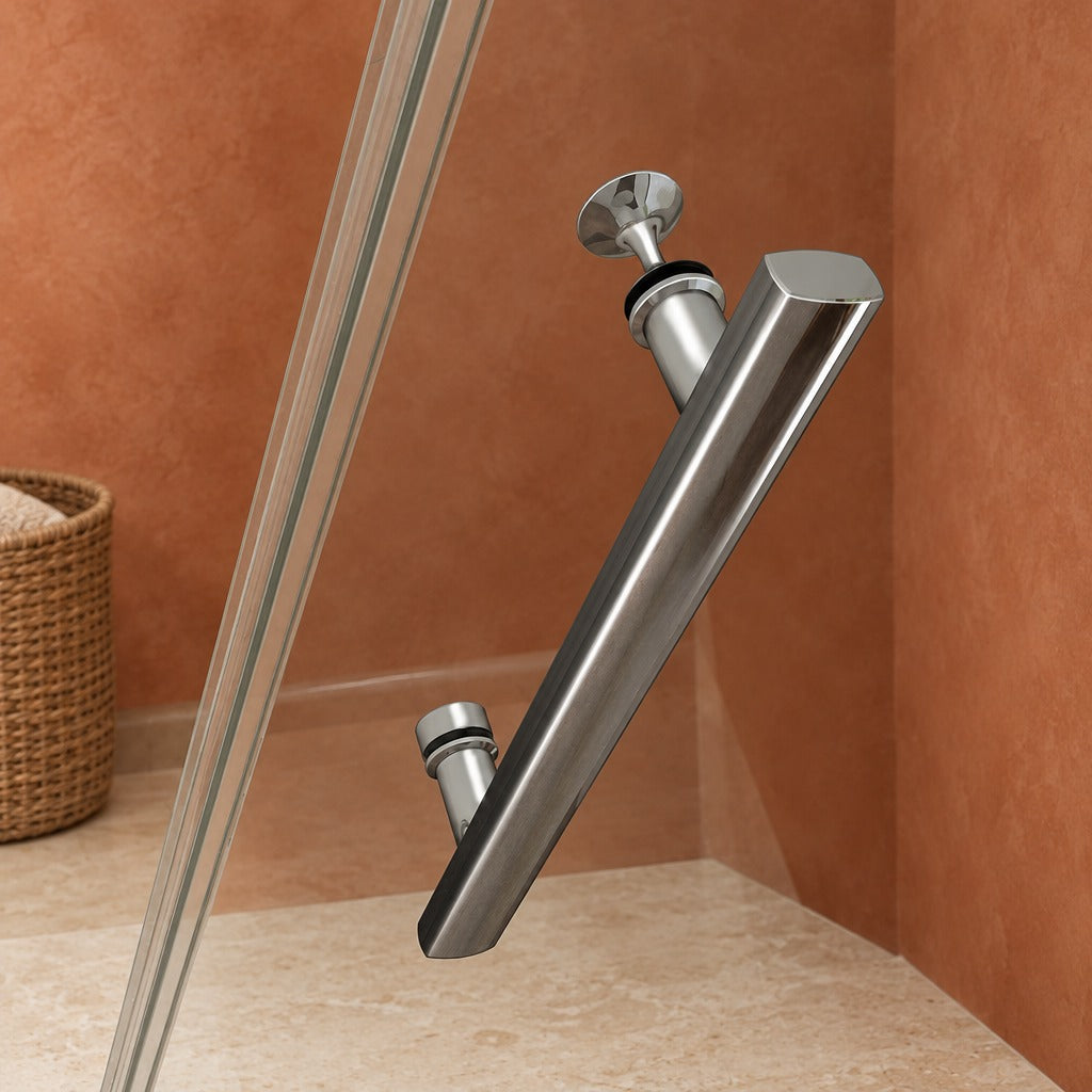 Cabine de douche pliante accès d'angle – en situation dans une salle de bain