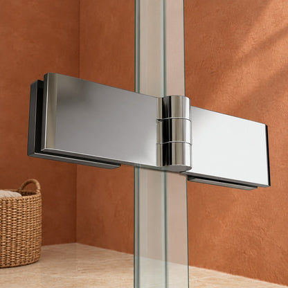 Cabine de douche pliante accès d'angle – en situation dans une salle de bain
