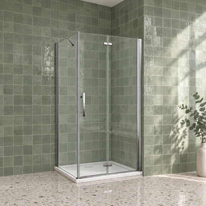 Cabine de douche pliante accès d'angle – en situation dans une salle de bain