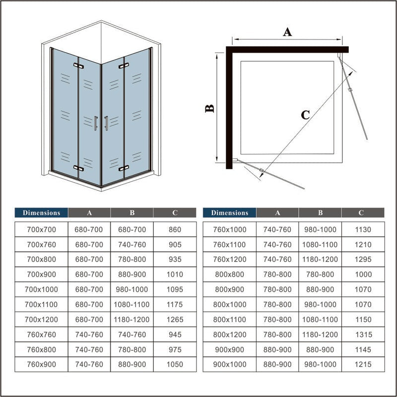 Cabine de douche pivotante-pliante accès d'angle – en situation dans une salle de bain