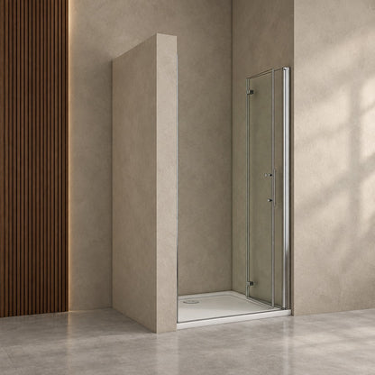 Porte de douche pivotante-pliante pour niche – en situation dans une salle de bain